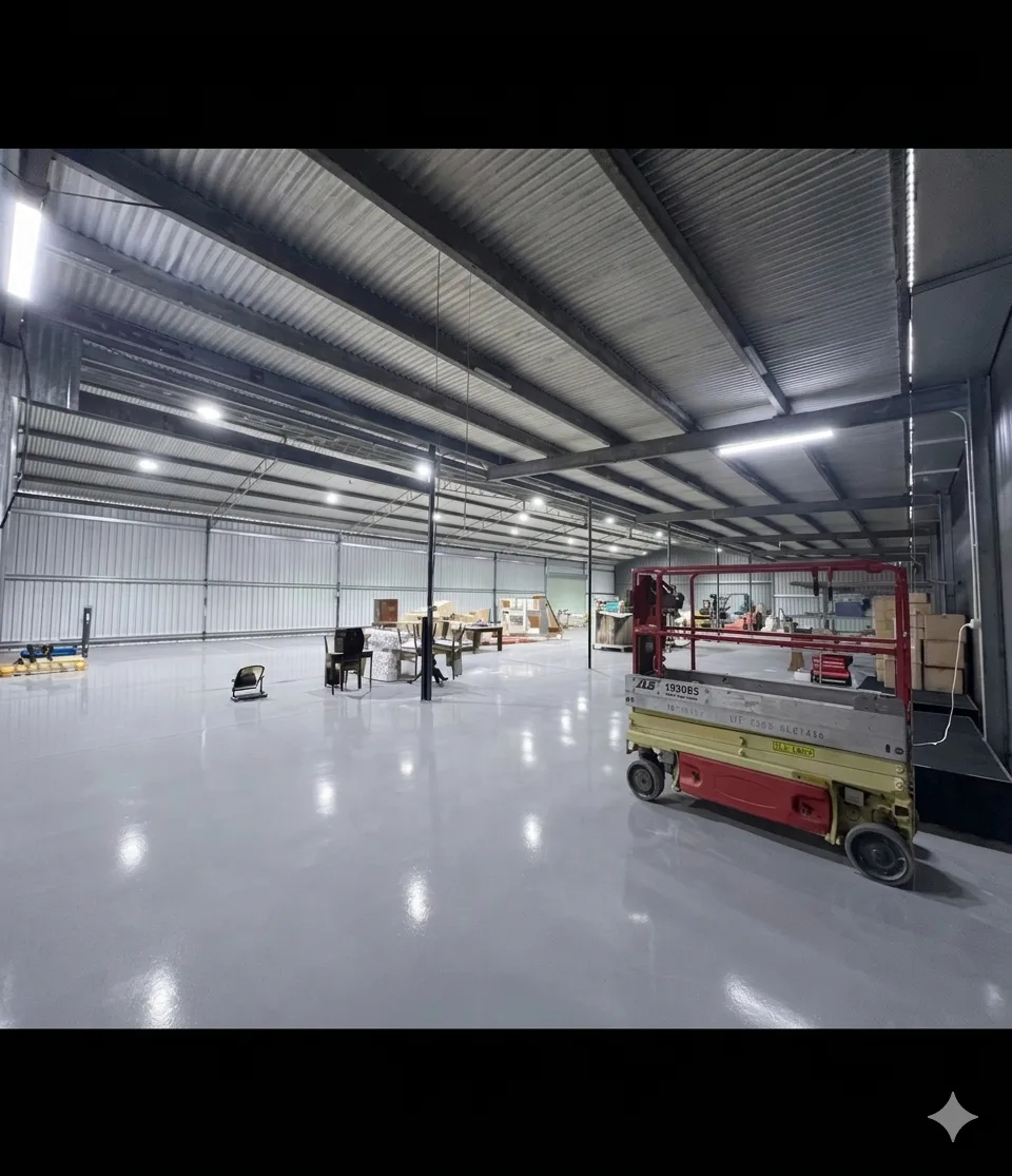 Commercial warehouse epoxy floor — King of Seal high-build seal