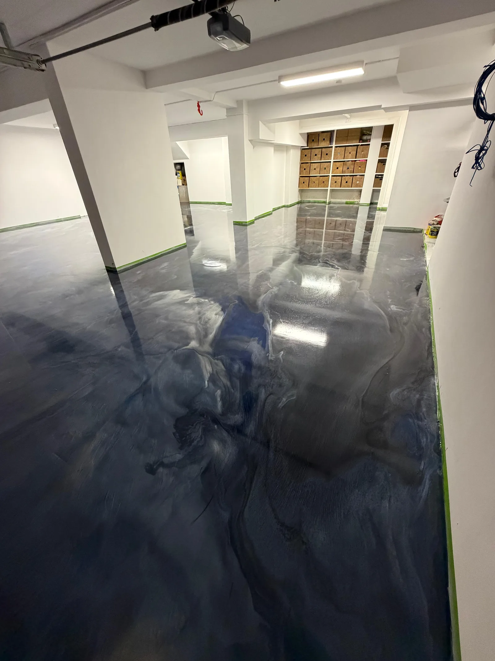Dark blue metallic epoxy commercial floor — King of Seal Sydney