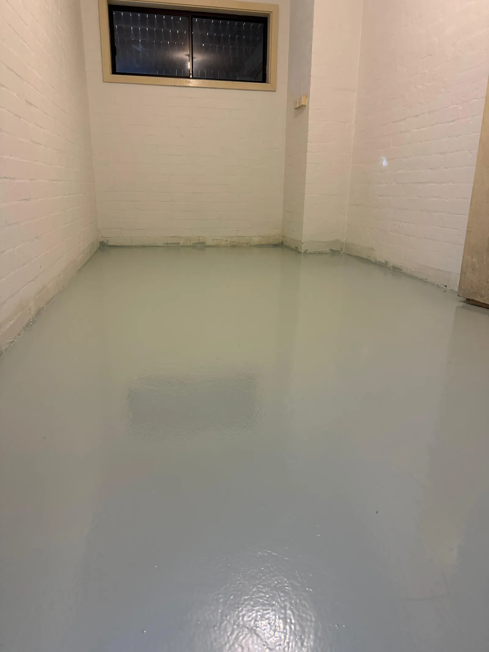 Sealed grey solid colour epoxy floor in residential utility room — Eastern Suburbs Sydney